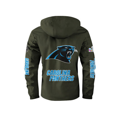 Carolina Panthers 2026 Super Bowl LX Army Green Parka Coat – Printed Logos