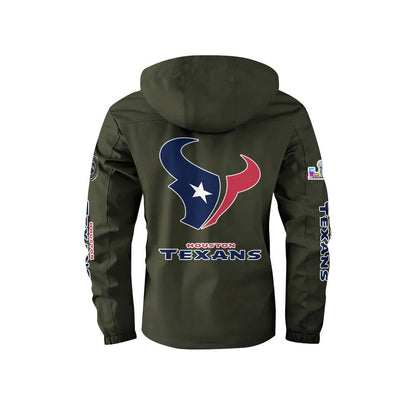 Houston Texans 2026 Super Bowl LX Army Green Parka Coat – Printed Logos