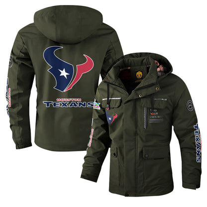 Houston Texans 2026 Super Bowl LX Army Green Parka Coat – Printed Logos