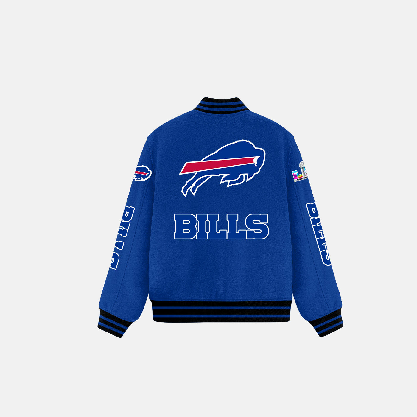 Buffalo Bills Blue Varsity Jacket – Fully Embroidered Logos, Fan Edition