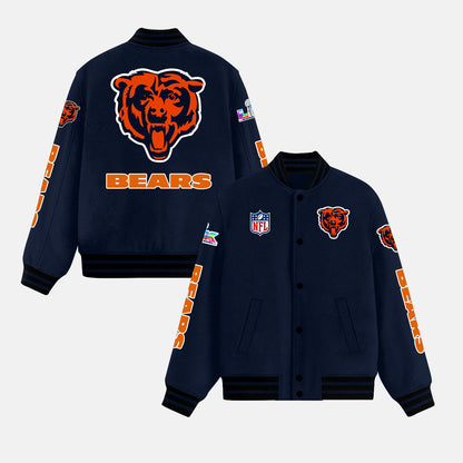 Chicago Bears Navy Varsity Jacket – Fully Embroidered Logos, Fan Edition