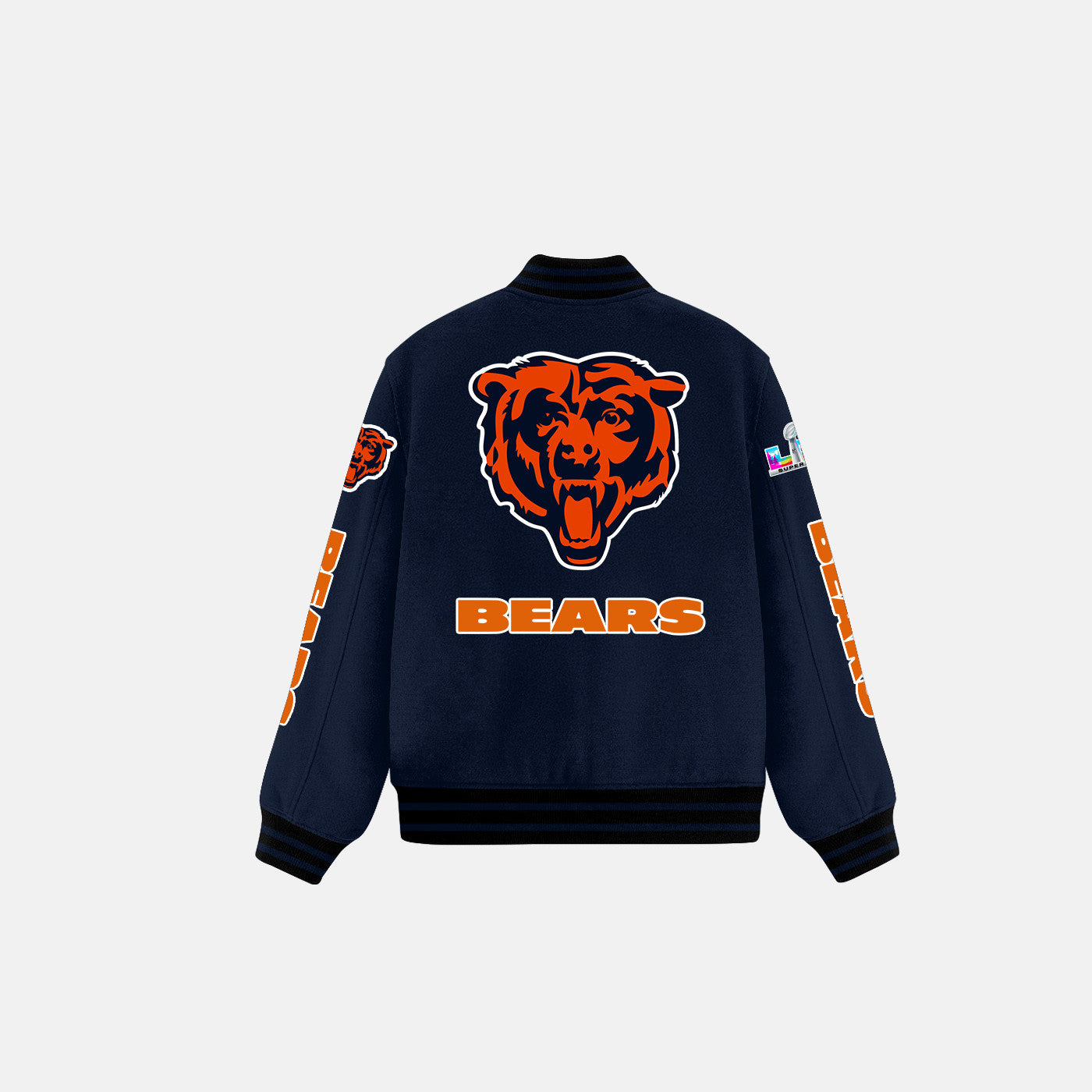 Chicago Bears Navy Varsity Jacket – Fully Embroidered Logos, Fan Edition