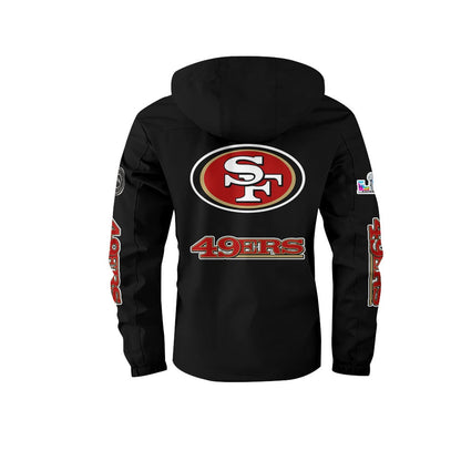 San Francisco 49ers 2026 Super Bowl LX Black Parka Coat – Printed Logos