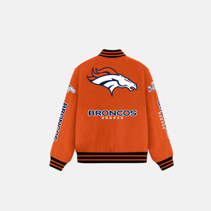 Denver Broncos Orange Varsity Jacket – Fully Embroidered Logos, Fan Edition
