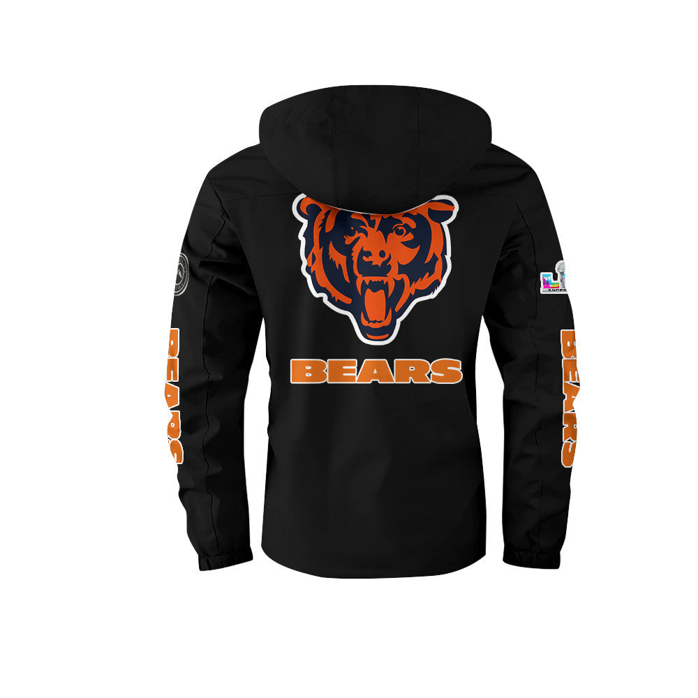 Chicago Bears 2026 Super Bowl LX Black Parka Coat – Printed Logos