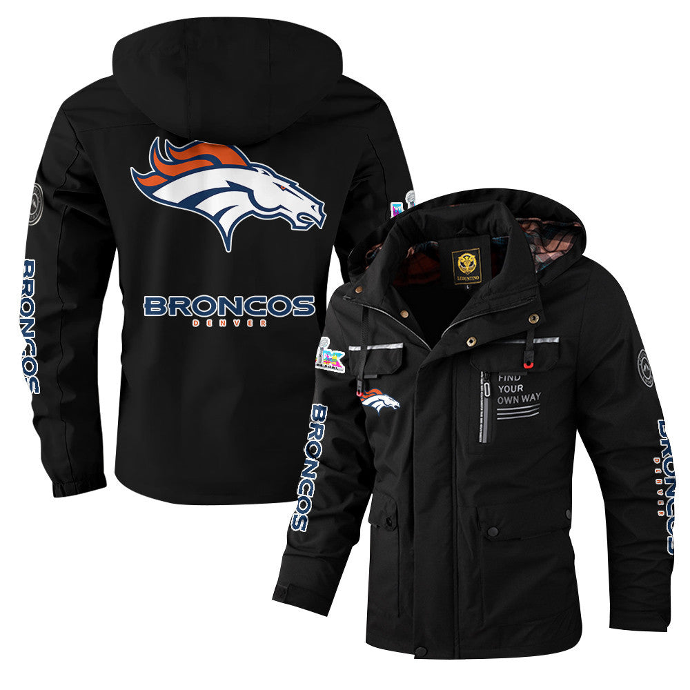 Denver Broncos 2026 Super Bowl LX Black Parka Coat – Printed Logos