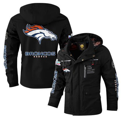 Denver Broncos 2026 Super Bowl LX Black Parka Coat – Printed Logos