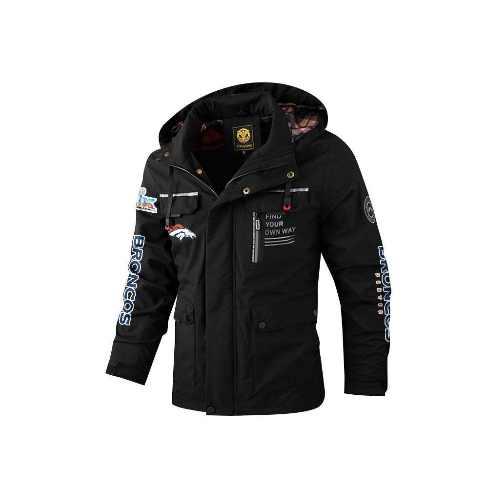 Denver Broncos 2026 Super Bowl LX Black Parka Coat – Printed Logos