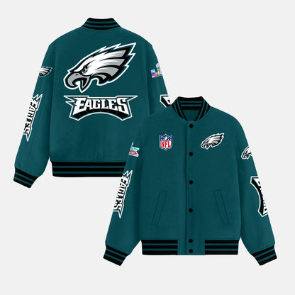 Philadelphia Eagles Varsity Jacket Green – Fully Embroidered Logos, Fan Edition