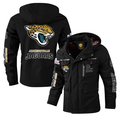 Jacksonville Jaguars 2026 Super Bowl LX Black Parka Coat – Printed Logos