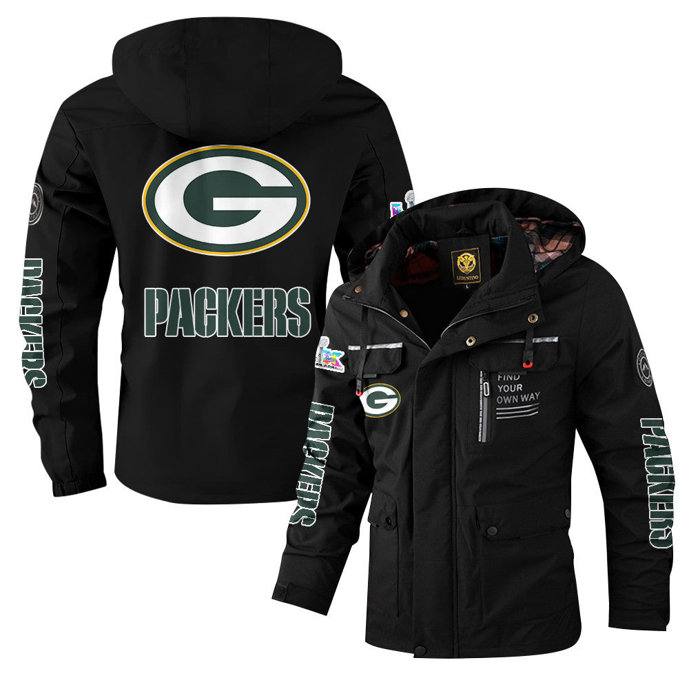Green Bay Packers 2026 Super Bowl LX Black Parka Coat – Printed Logos