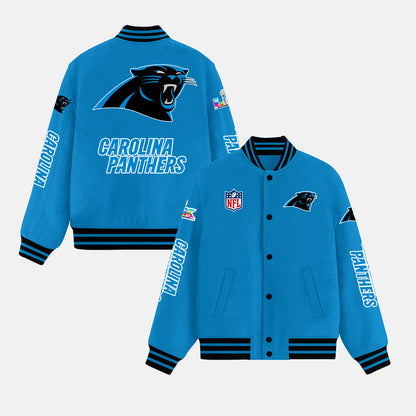 Carolina Panthers Varsity Jacket – Fully Embroidered Logos, Fan Edition