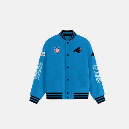 Carolina Panthers Varsity Jacket – Fully Embroidered Logos, Fan Edition