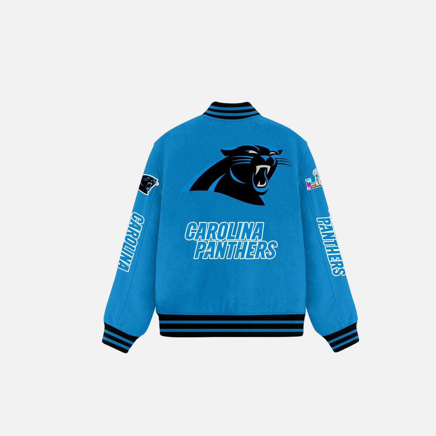 Carolina Panthers Varsity Jacket – Fully Embroidered Logos, Fan Edition