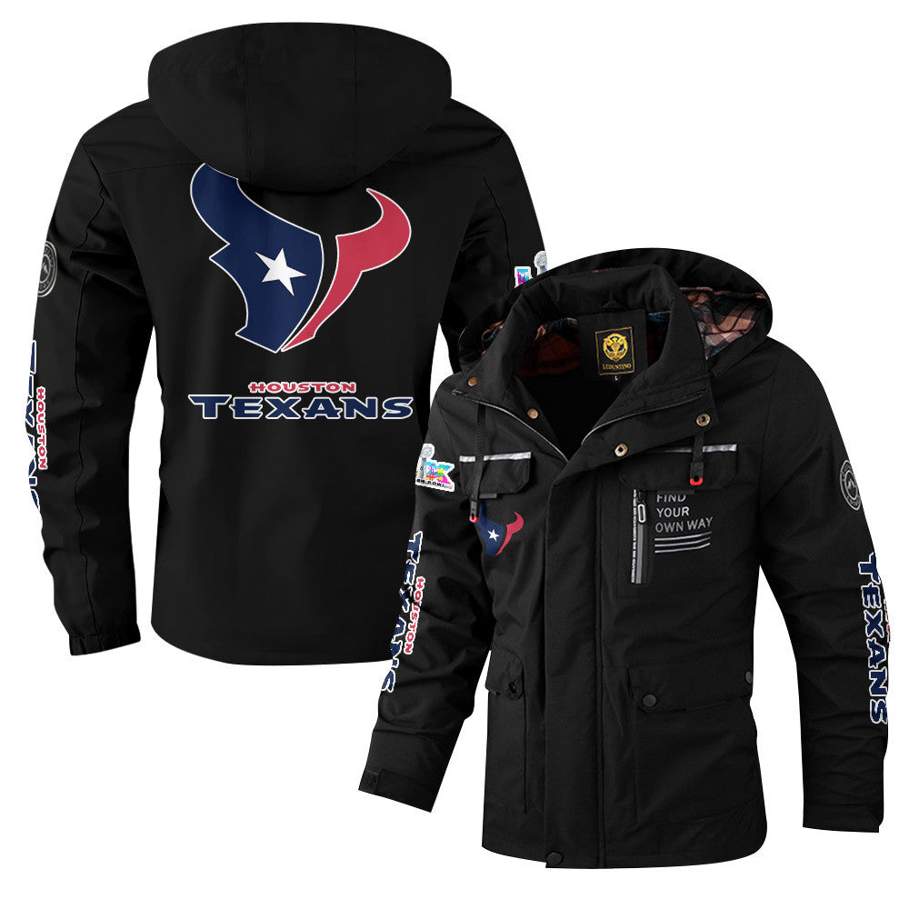 Houston Texans 2026 Super Bowl LX Black Parka Coat – Printed Logos