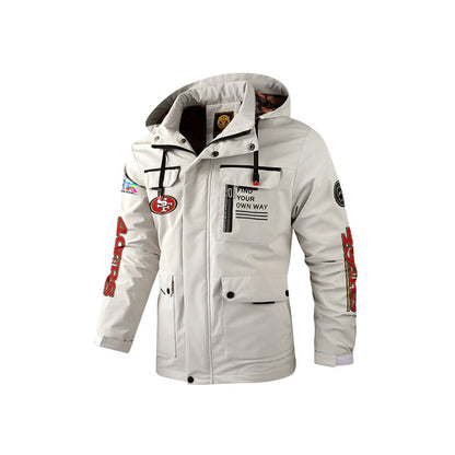 San Francisco 49ers 2026 Super Bowl LX White Parka Coat – Printed Logos