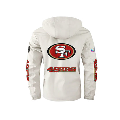 San Francisco 49ers 2026 Super Bowl LX White Parka Coat – Printed Logos