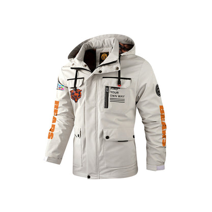 Chicago Bears 2026 Super Bowl LX White Parka Coat – Printed Logos