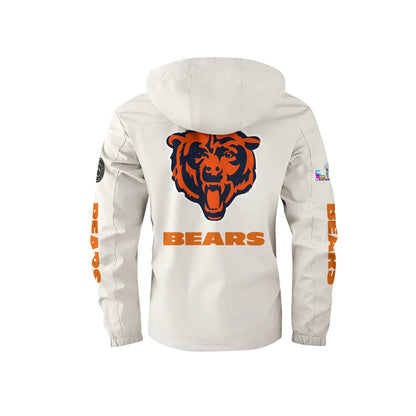 Chicago Bears 2026 Super Bowl LX White Parka Coat – Printed Logos
