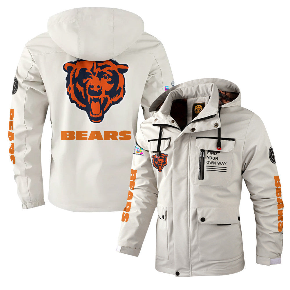 Chicago Bears 2026 Super Bowl LX White Parka Coat – Printed Logos