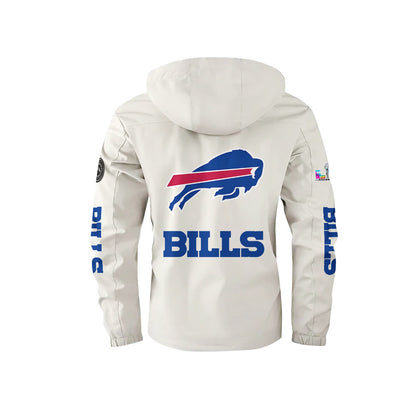 Buffalo Bills 2026 Super Bowl LX White Parka Coat – Printed Logos