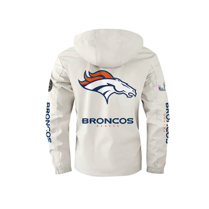 Denver Broncos 2026 Super Bowl LX White Parka Coat – Printed Logos