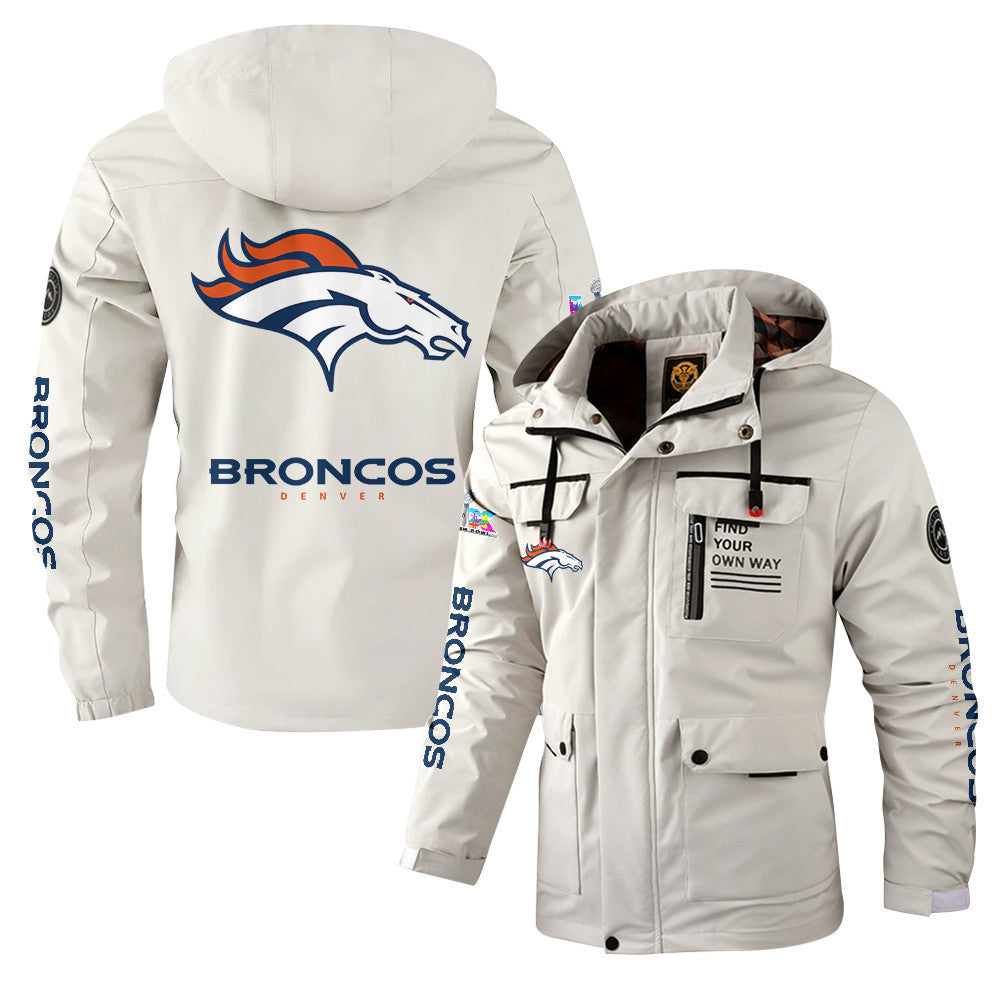 Denver Broncos 2026 Super Bowl LX White Parka Coat – Printed Logos