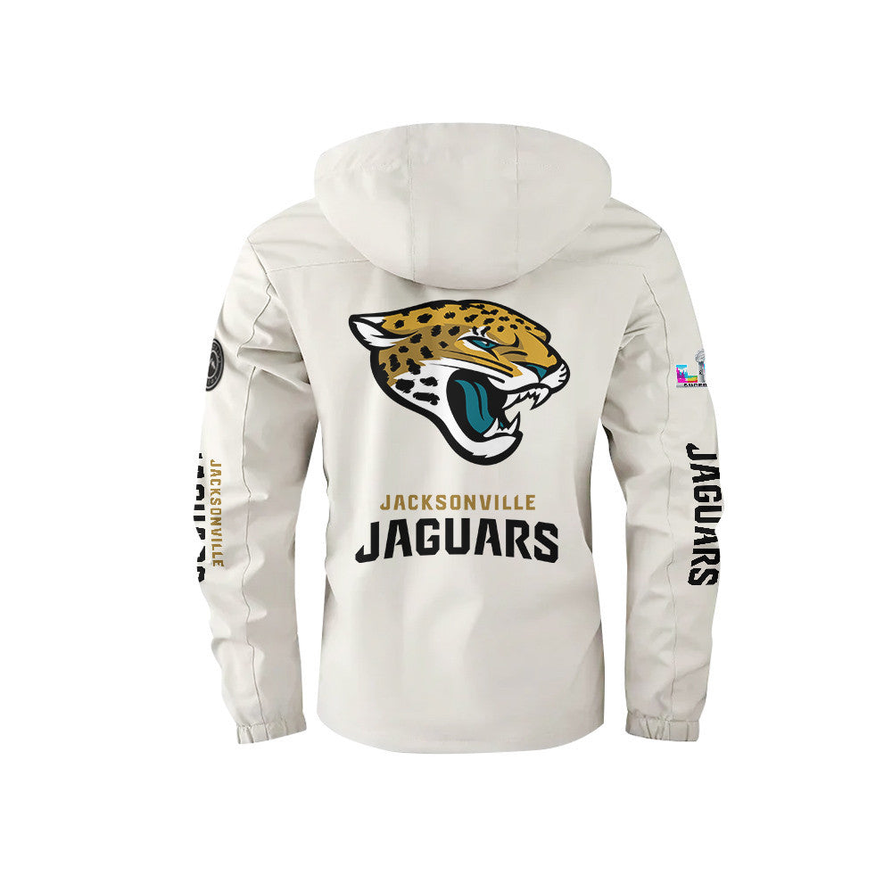 Jacksonville Jaguars 2026 Super Bowl LX White Parka Coat – Printed Logos