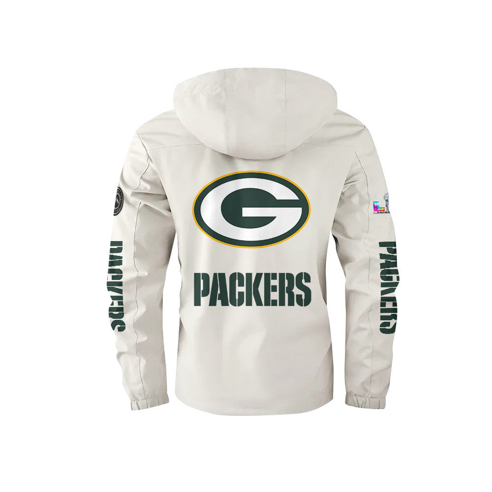 Green Bay Packers 2026 Super Bowl LX White Parka Coat – Printed Logos