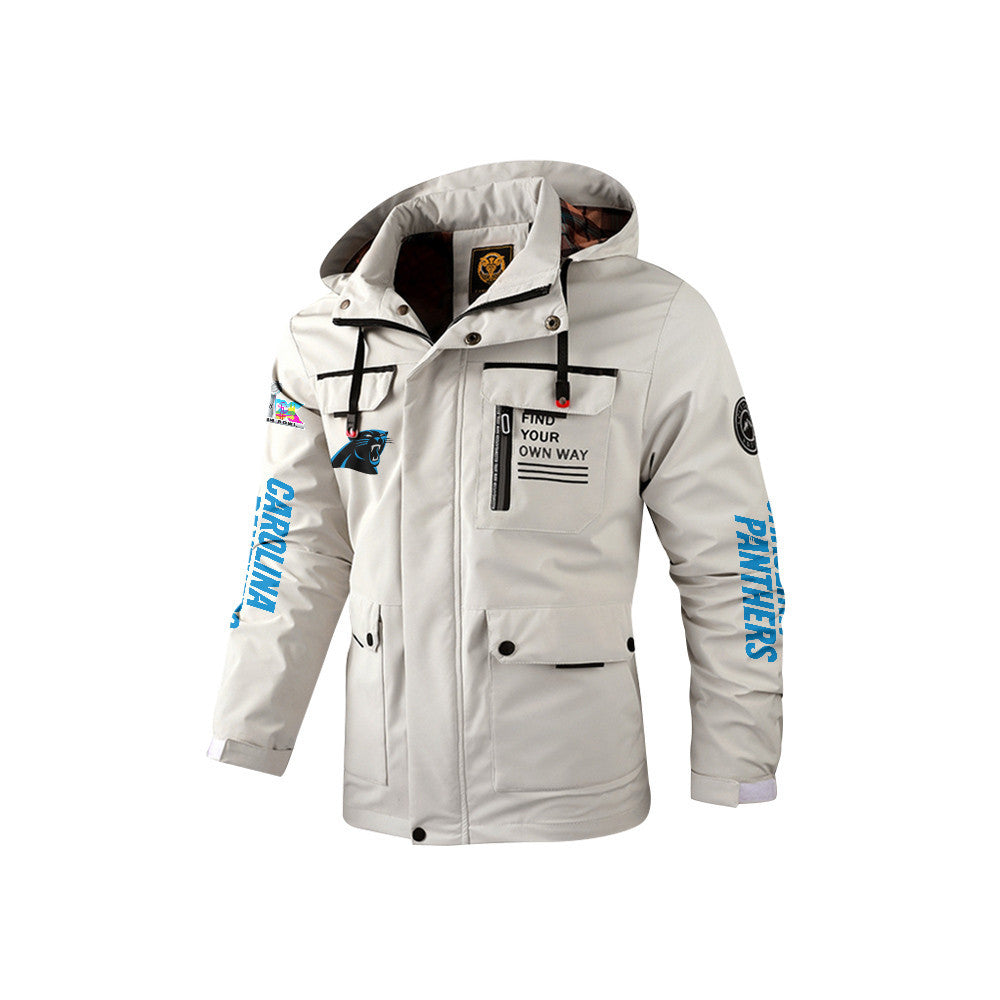 Carolina Panthers 2026 Super Bowl LX White Parka Coat – Printed Logos