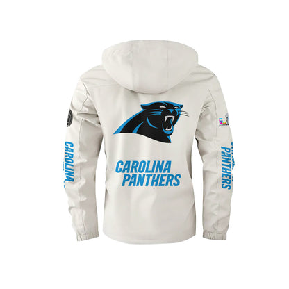 Carolina Panthers 2026 Super Bowl LX White Parka Coat – Printed Logos