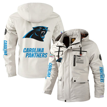 Carolina Panthers 2026 Super Bowl LX White Parka Coat – Printed Logos