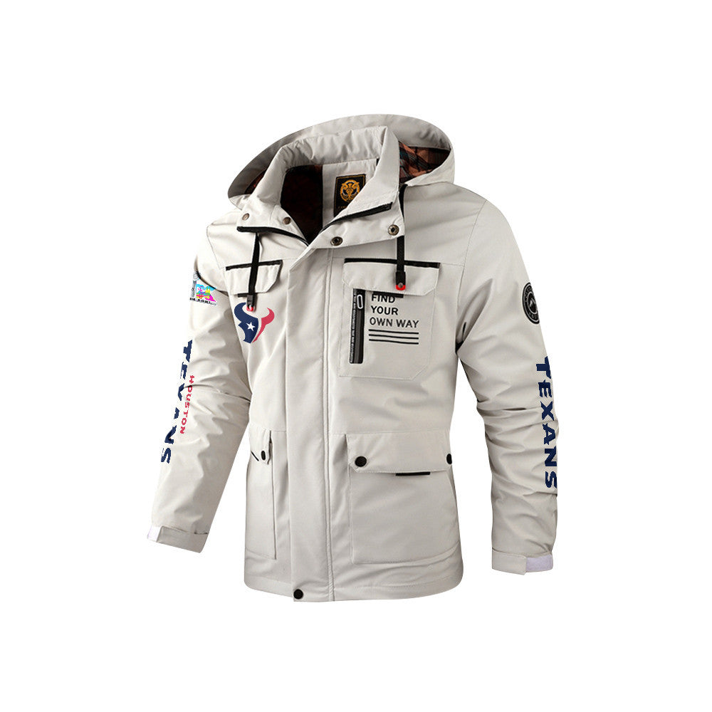 Houston Texans 2026 Super Bowl LX White Parka Coat – Printed Logos