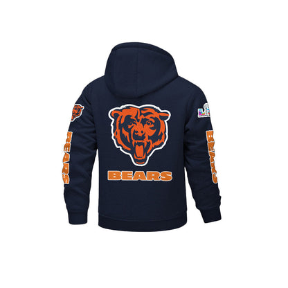 Chicago Bears 2026 Super Bowl LX Navy Fleece Zip-Up Jacket – Printed Logos, Personalized Name