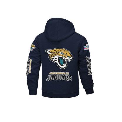 Jacksonville Jaguars 2026 Super Bowl LX Navy Fleece Zip-Up Jacket – Printed Logos, Personalized Name