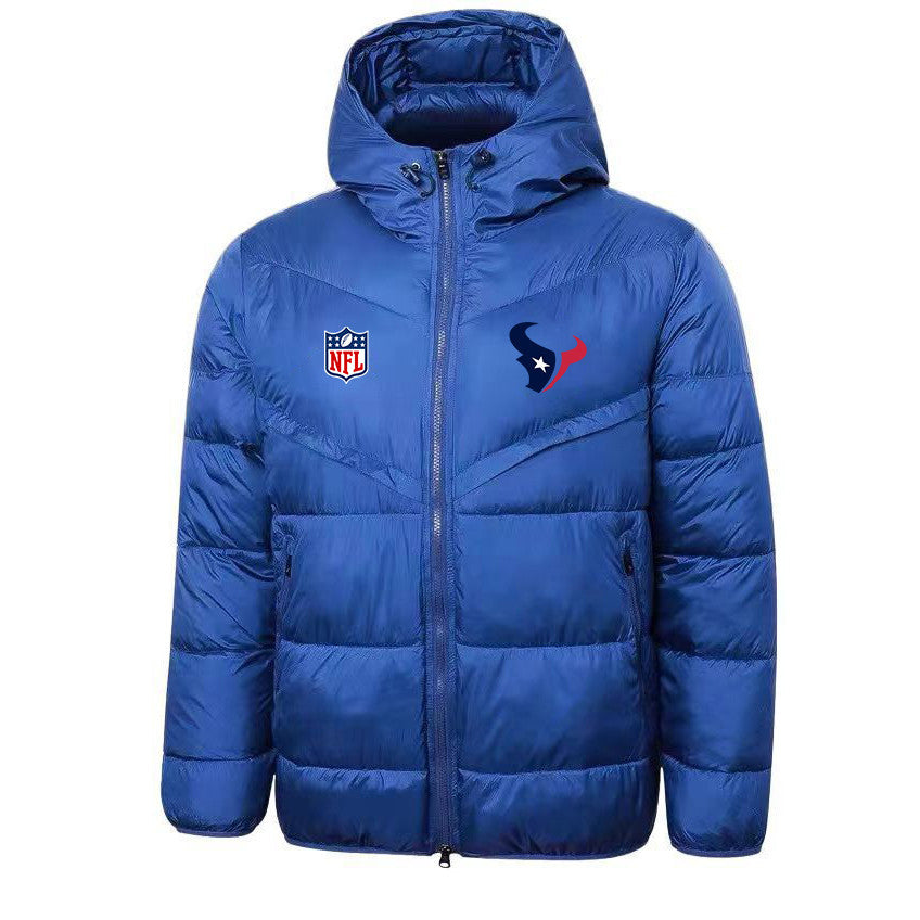 Houston Texans Blue Quilt Jacket - Heat-Printed Logos