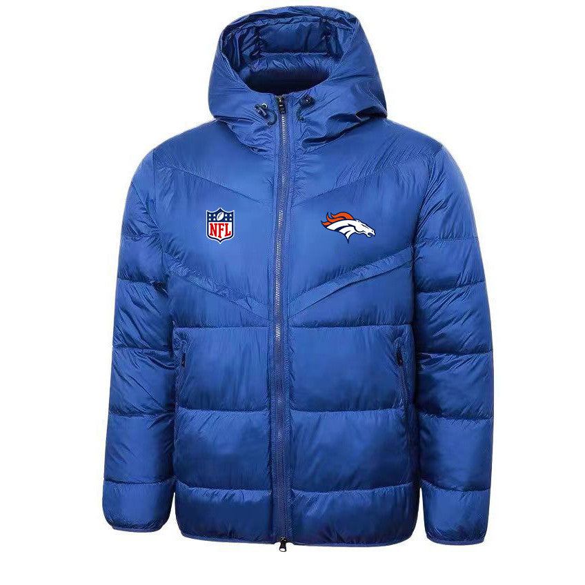 Denver Broncos Blue Quilt Jacket - Heat-Printed Logos