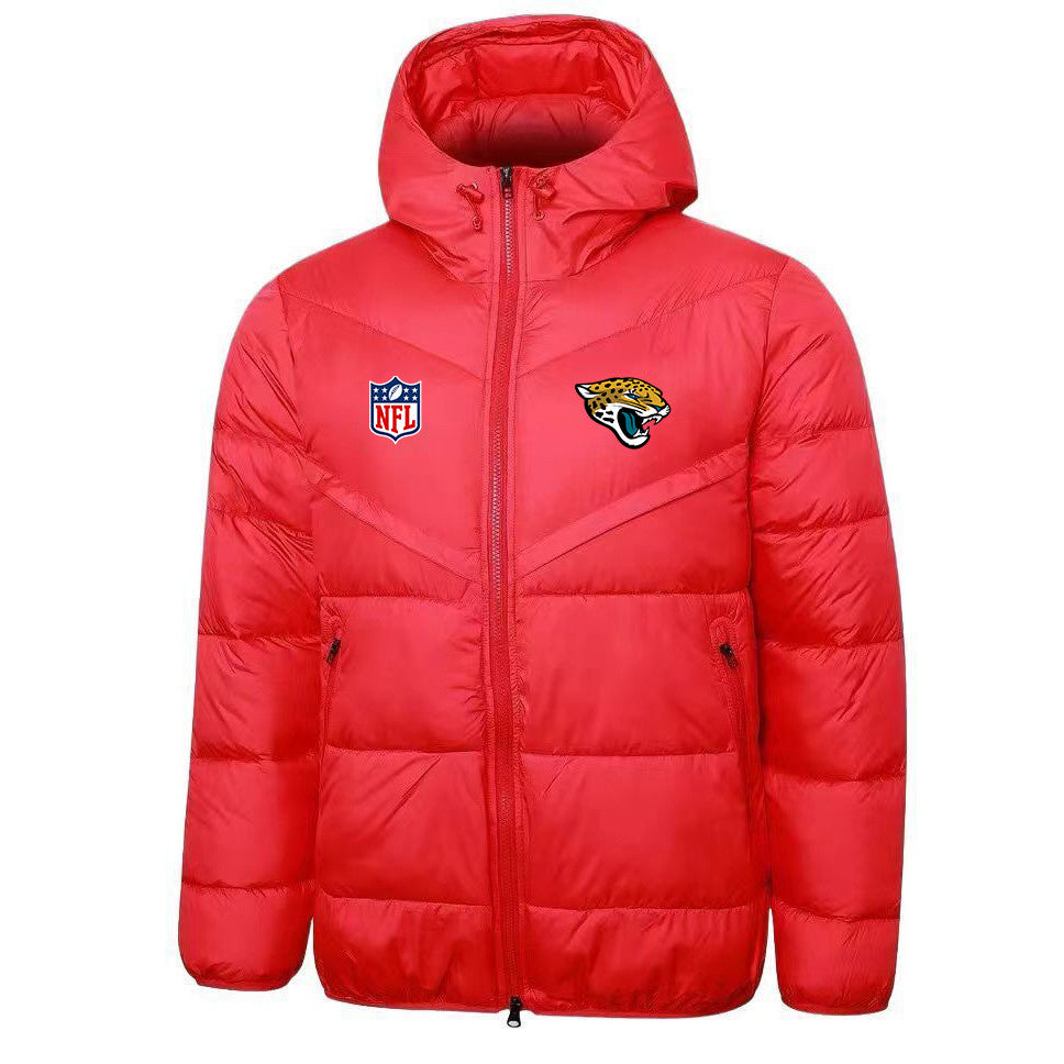 Jacksonville Jaguars Red Quilt Down Jacket - Heat-Printed Logos