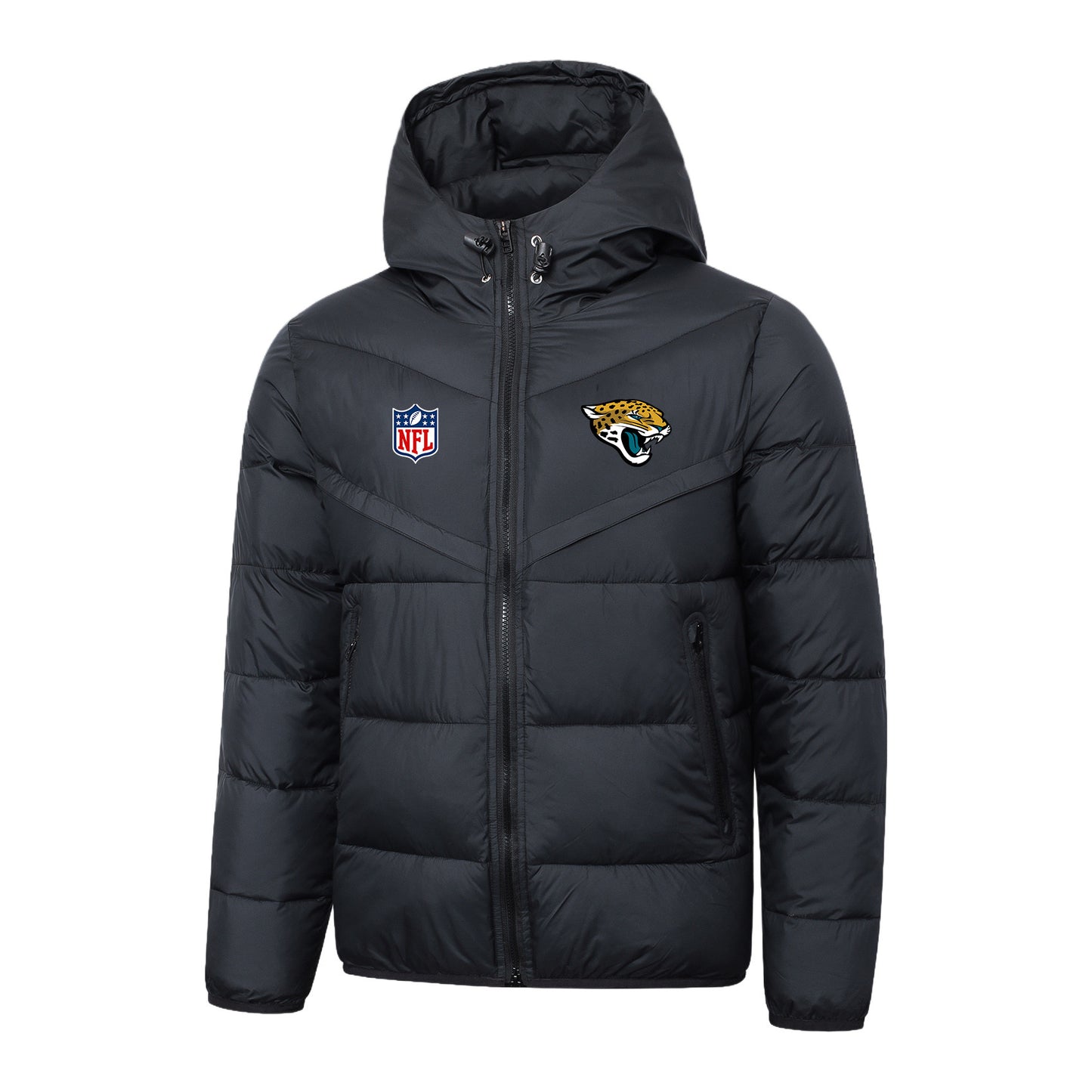 Jacksonville Jaguars Black Quilt Down Jacket - Heat-Printed Logos