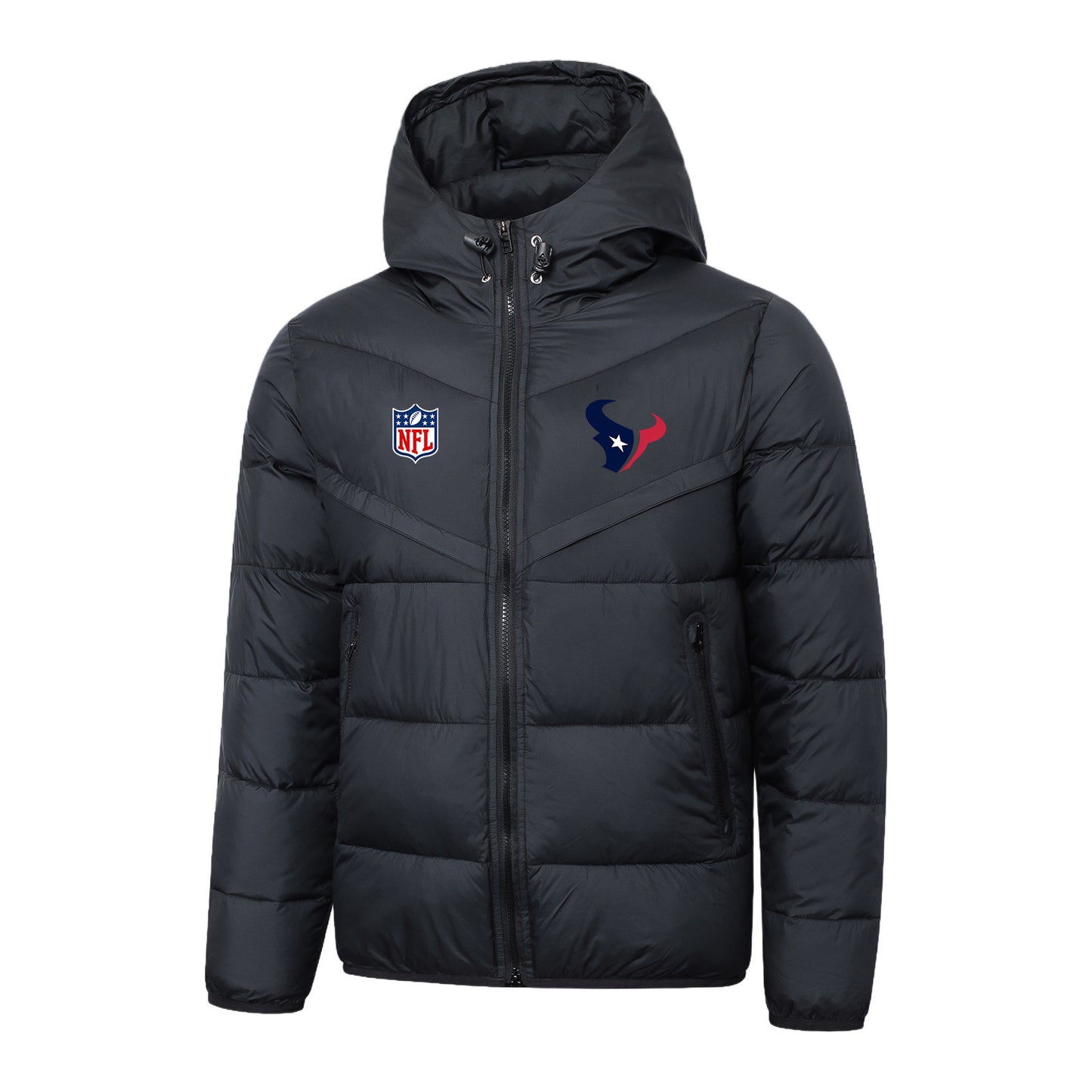 Houston Texans Black Quilt Down Jacket - Heat-Printed Logos
