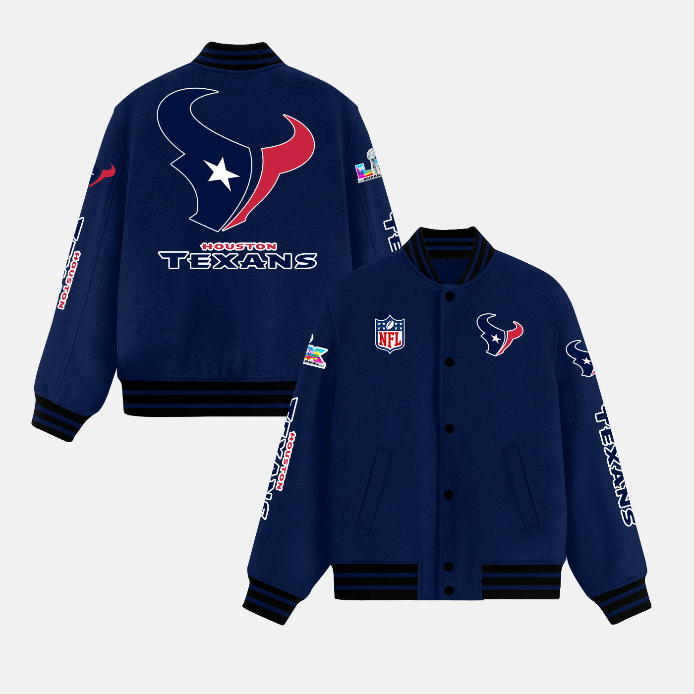 Houston Texans Varsity Jacket – Fully Embroidered Logos, Fan Edition