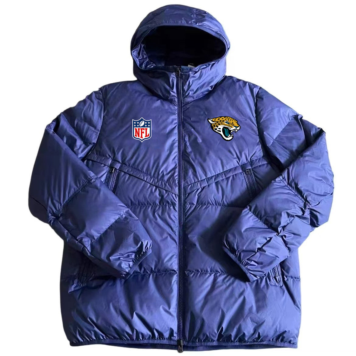 Jacksonville Jaguars Navy Blue Quilt Down Jacket - Heat-Printed Logos