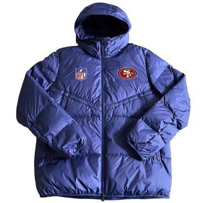 San Francisco 49ers Navy Blue Quilt Down Jacket - Heat-Printed Logos