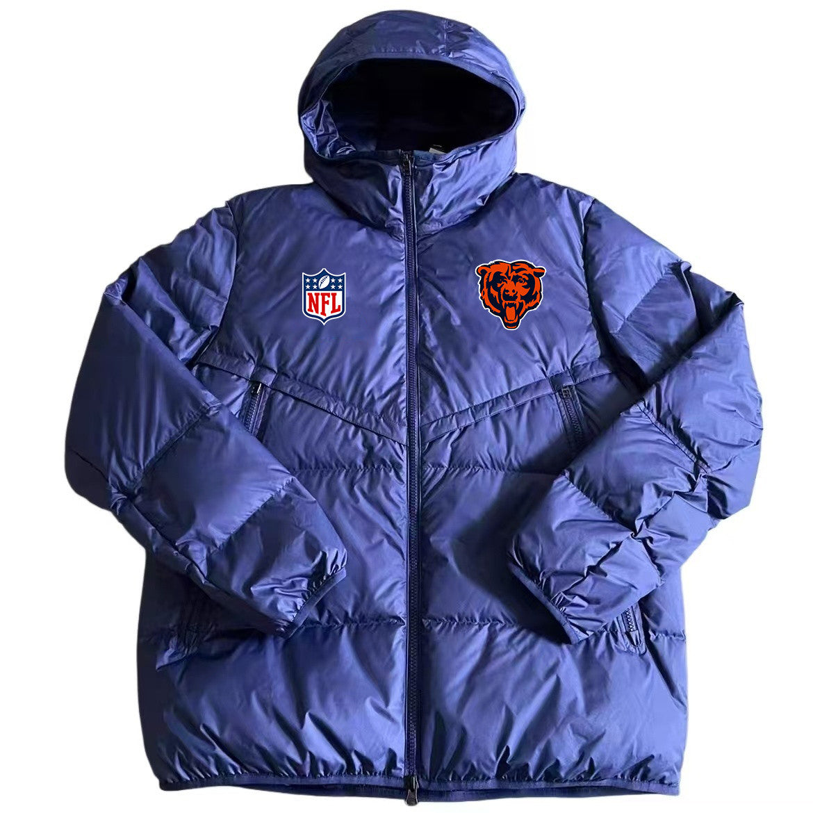 Chicago Bears Navy Blue Quilt Down Jacket - Heat-Printed Logos