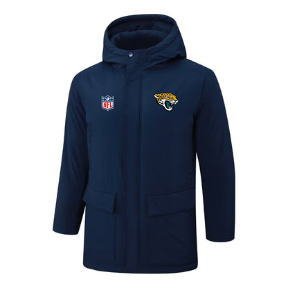 Jacksonville Jaguars Padded Parka Jacket Navy - Heat Printed Logo, Fan Gear