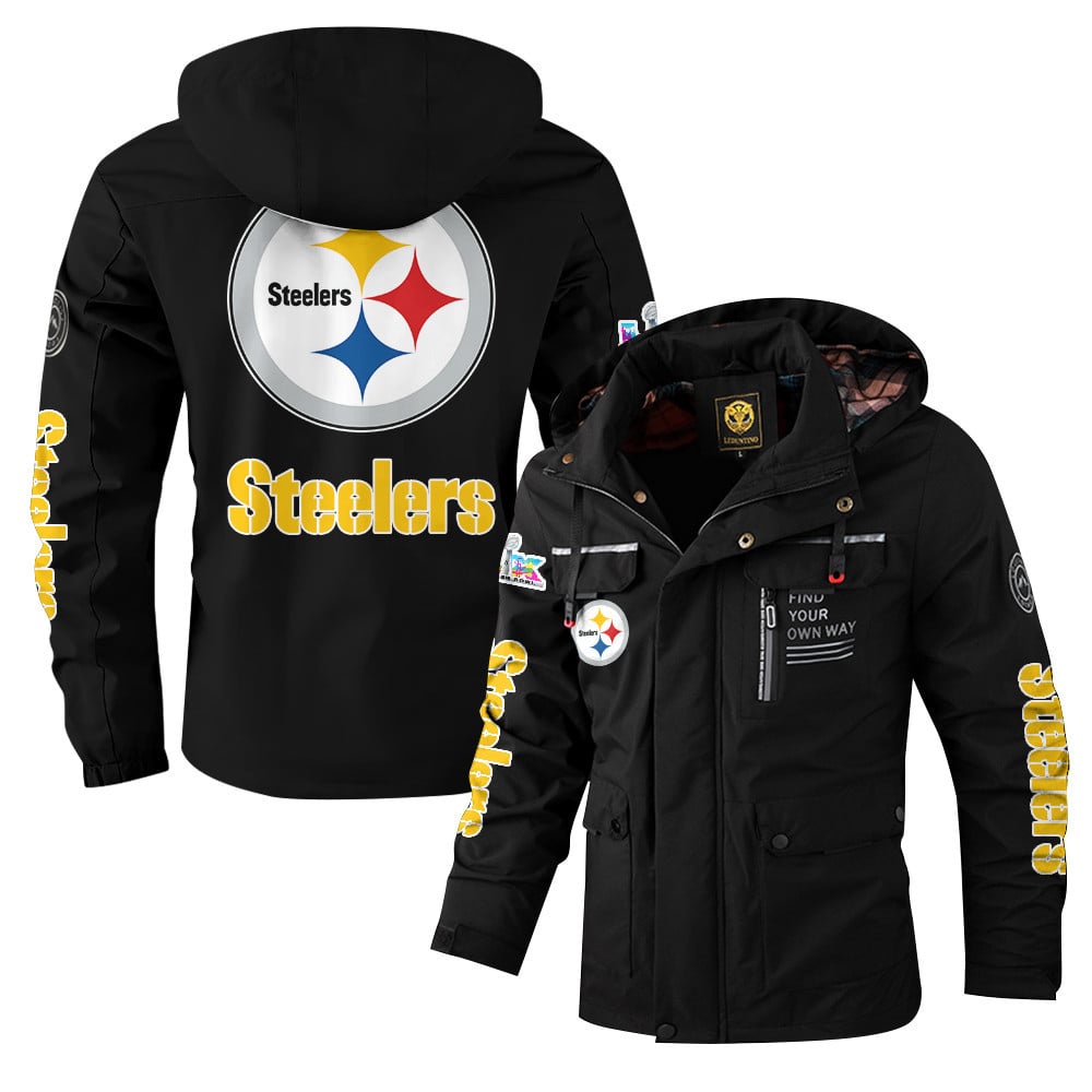 Pittsburgh Steelers 2026 Super Bowl LX Black Parka Coat – Printed Logos