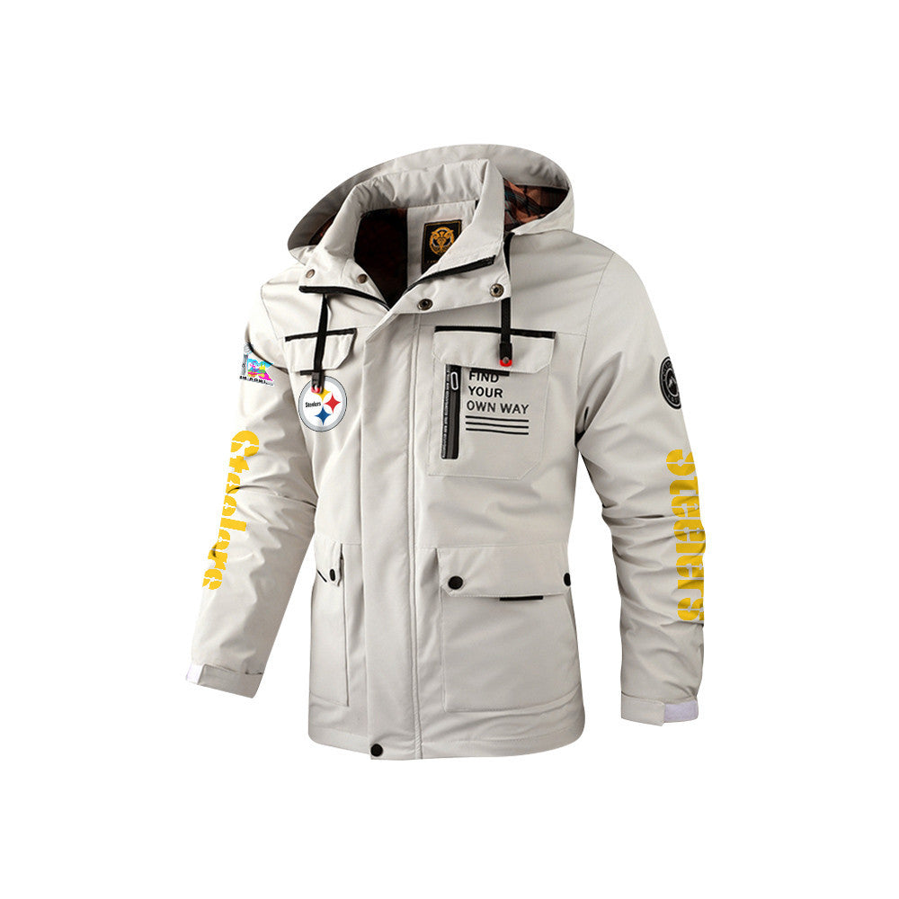 Pittsburgh Steelers 2026 Super Bowl LX White Parka Coat – Printed Logos