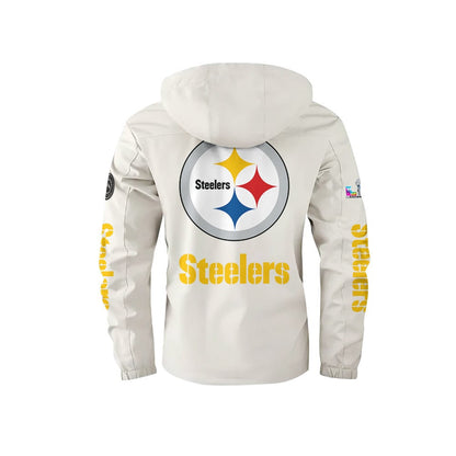 Pittsburgh Steelers 2026 Super Bowl LX White Parka Coat – Printed Logos