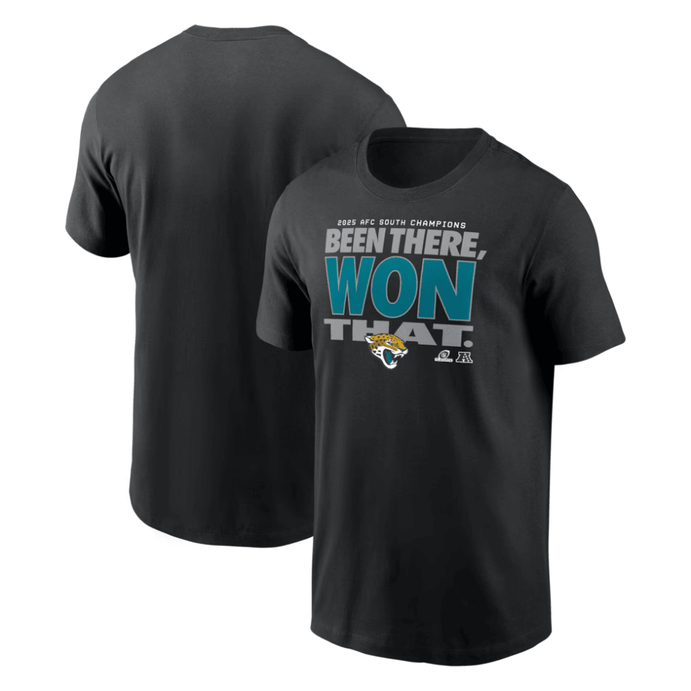 Jacksonville Jaguars 2025 AFC South Division Champions Locker Room Trophy Collection T-Shirt - Black