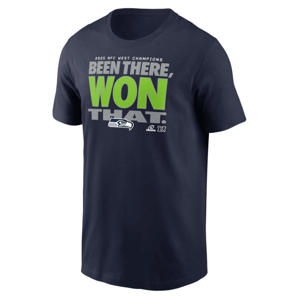 Seattle Seahawks 2025 NFC West Division Champions Locker Room Trophy Collection T-Shirt - College Navy